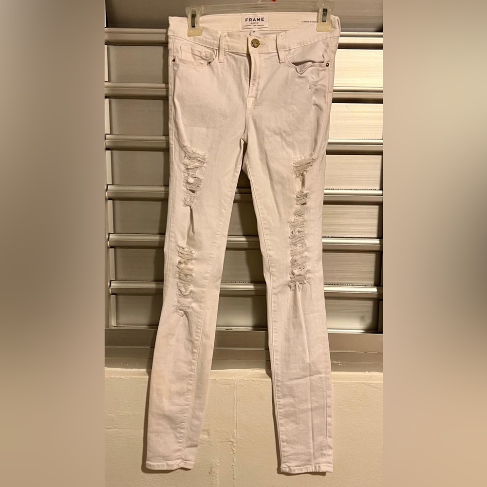 Ripped white Frame jeans